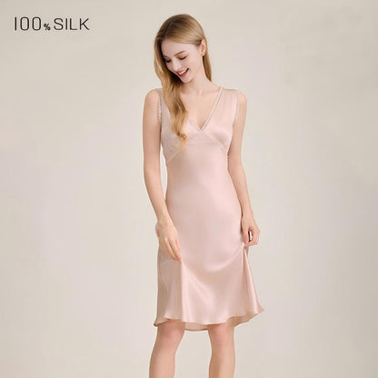 Pink mulberry silk nightgown full look