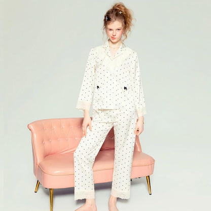 Polka Dot Pajama Set – Button Up Long Sleeve Loungewear Set