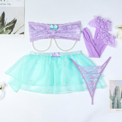 Princess Style Strapless Babydoll with Bow and Ruffles - alternate view 7