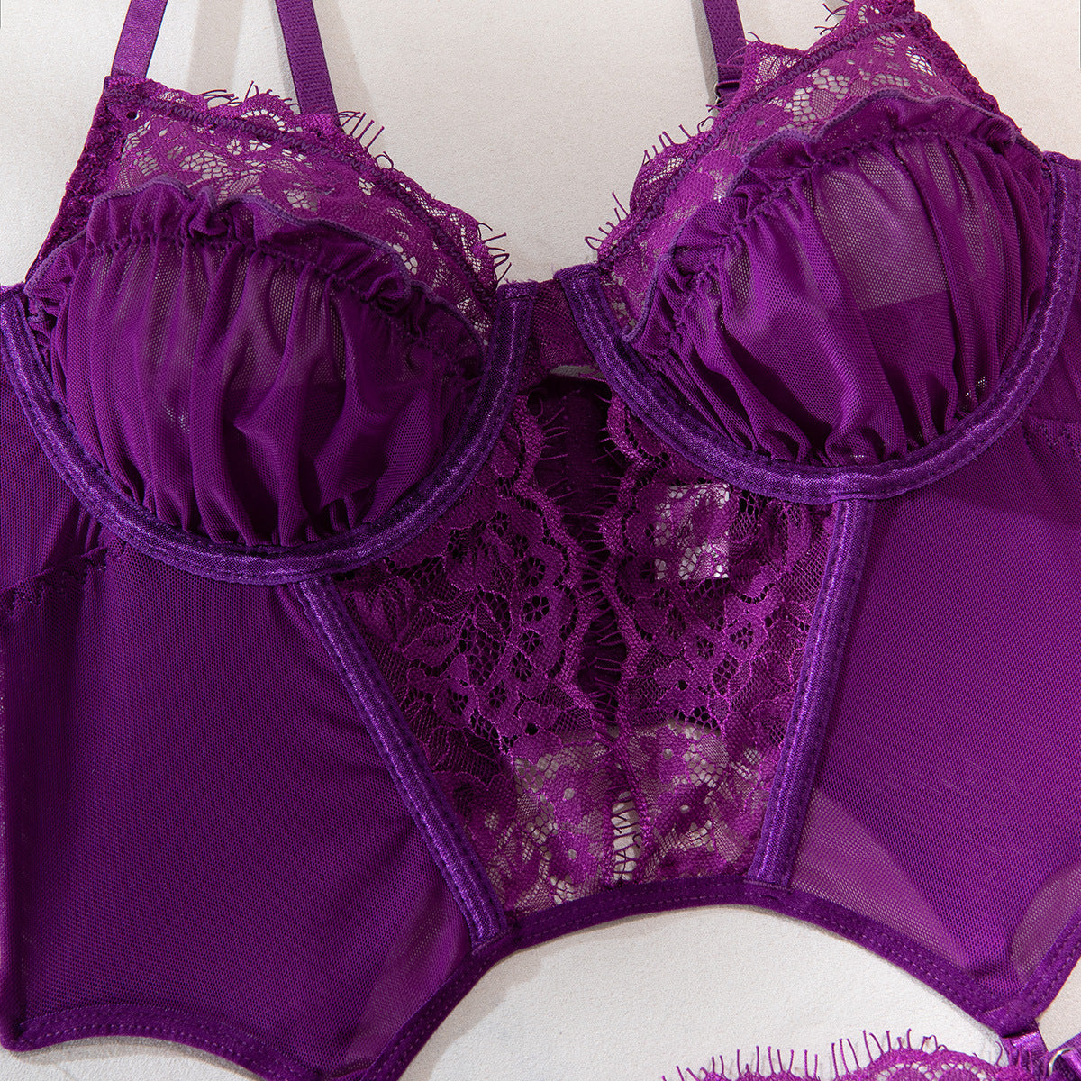 Lingerie set with fishnet details