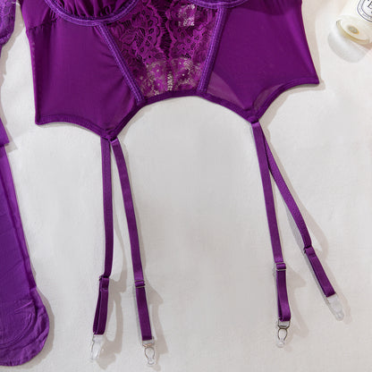 Lace design on lingerie set