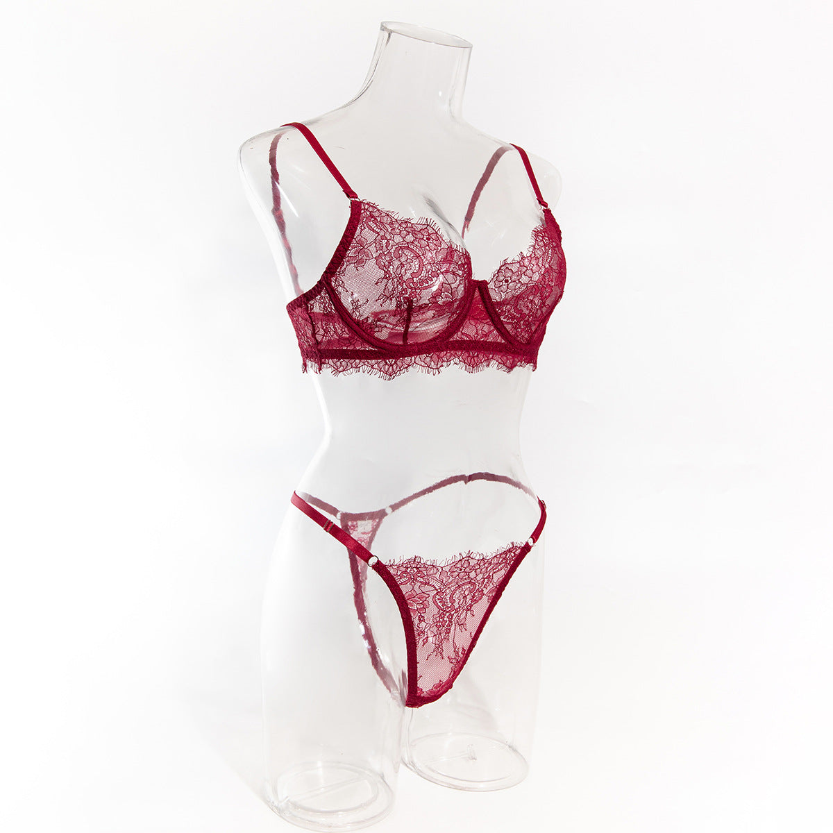 Lingerie set with sheer mesh design