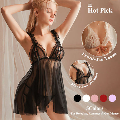 Babydoll lingerie dress with mesh details