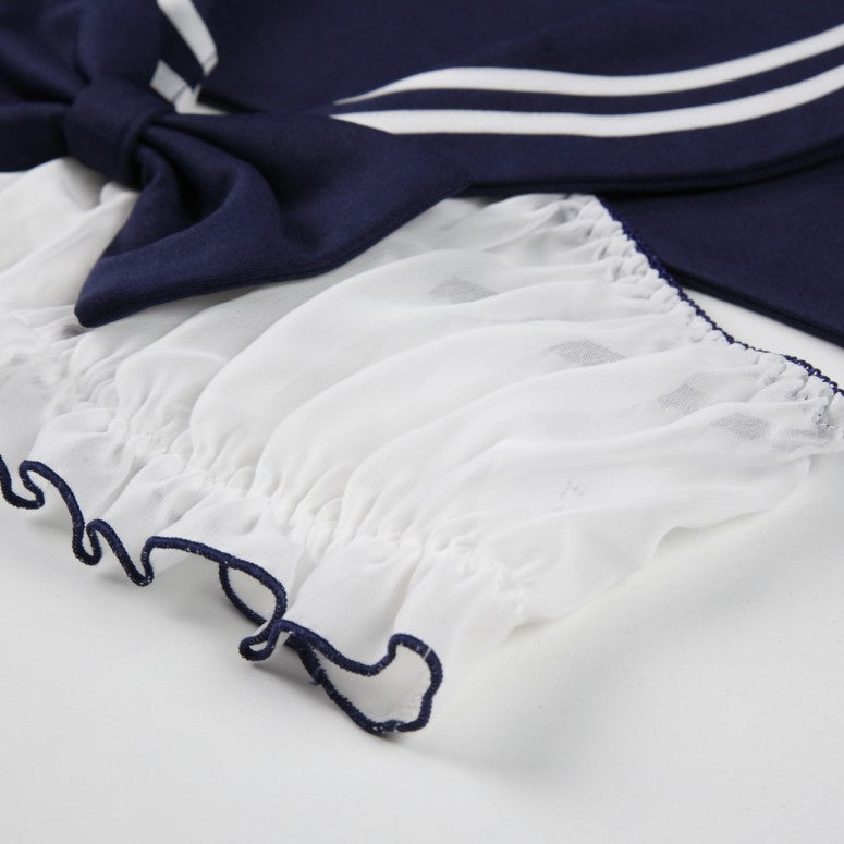 Blue lingerie set with bow detailing