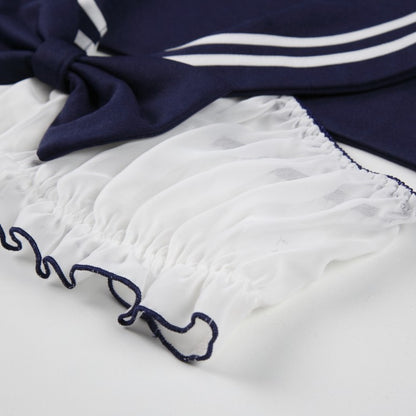 Blue lingerie set with bow detailing