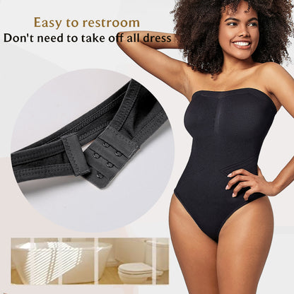 Seamless Strapless Shaping Bodysuit – Butt-Lifting Thong Back