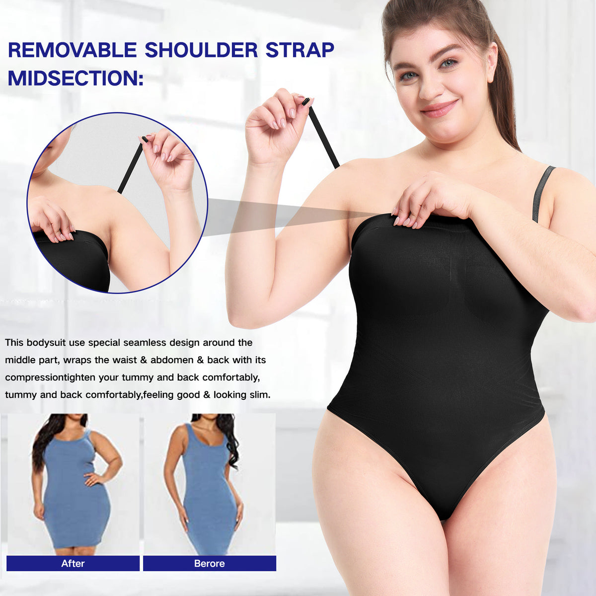 Seamless Strapless Shaping Bodysuit – Butt-Lifting Thong Back