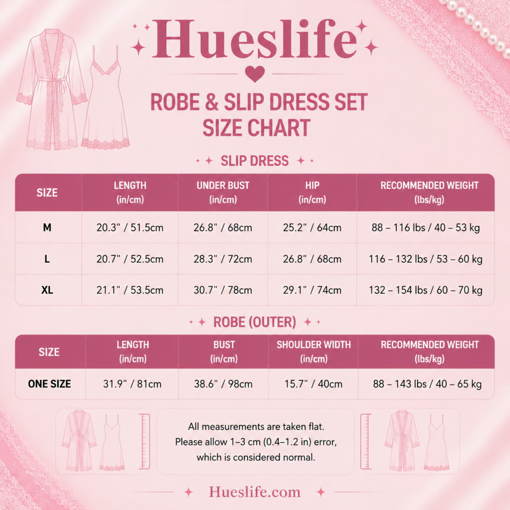 Pink Satin Lace Nightgown Set with Embroidered Bust, Robe & Belt