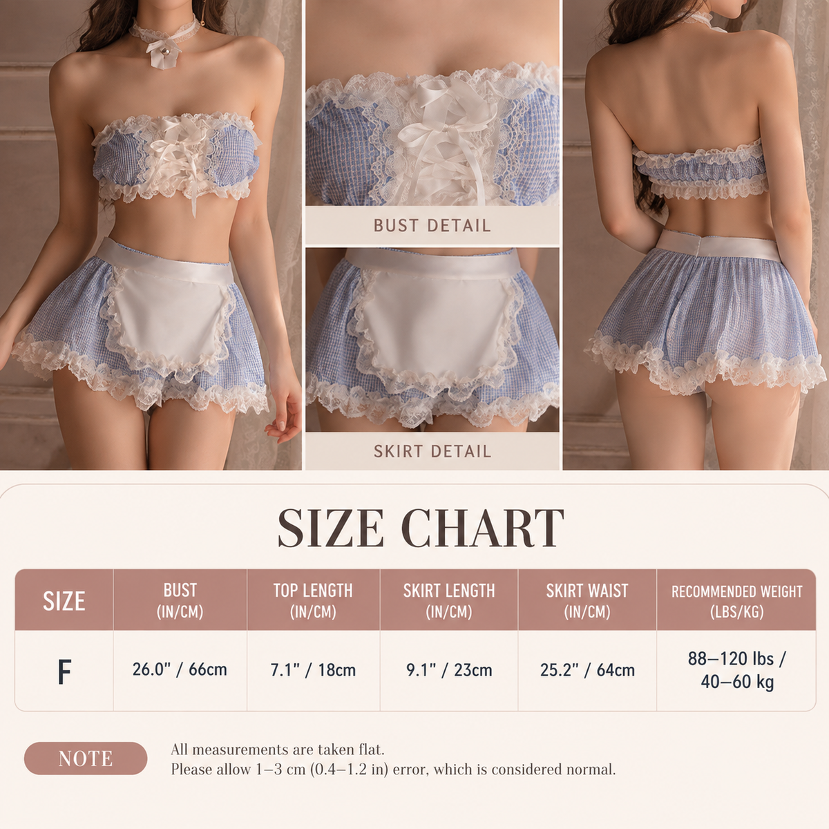 Cosplay Japanese Maid Lingerie Set with Bow