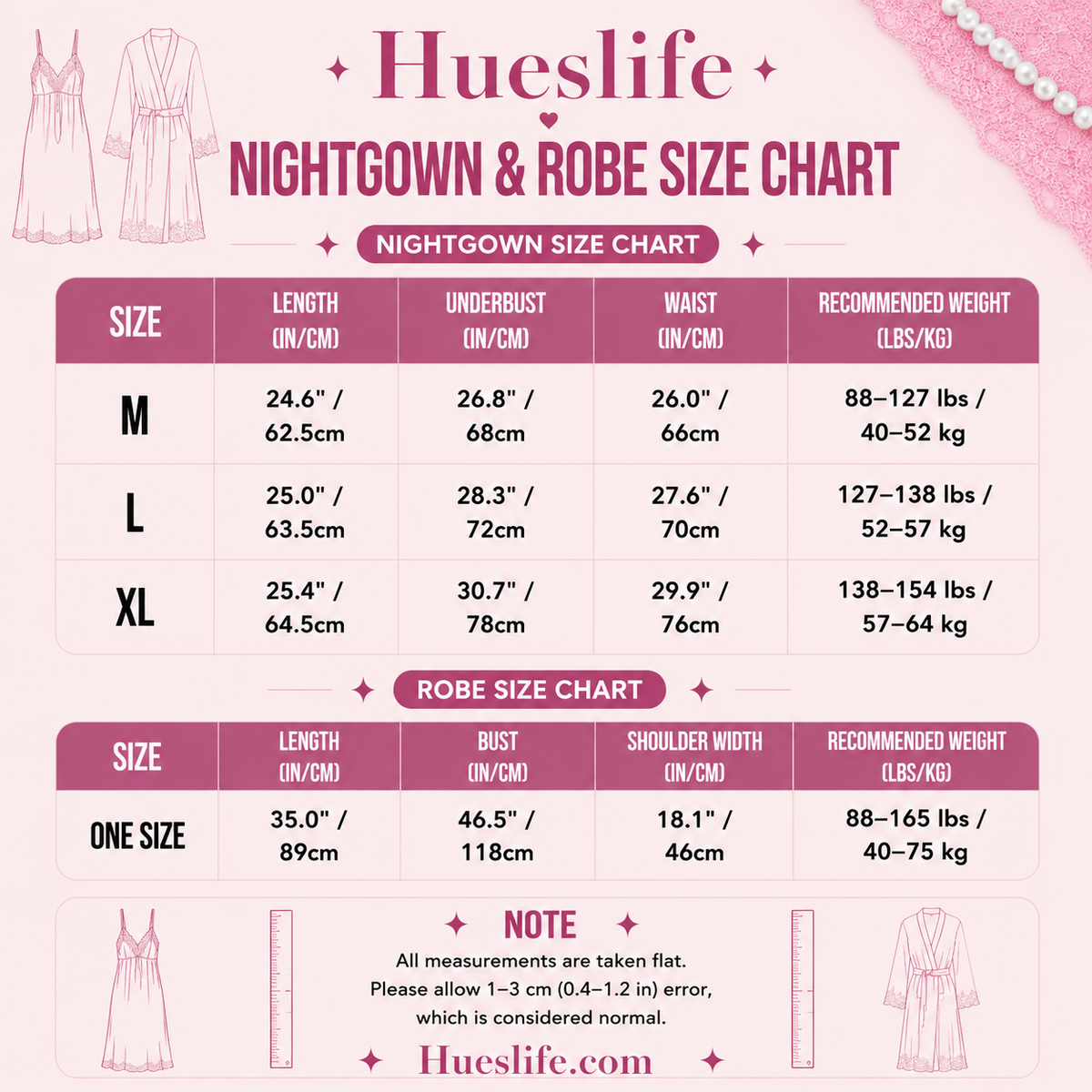 Lace babydoll nightgown size chart 6554