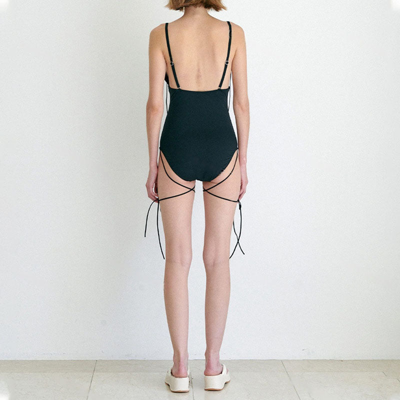 Sweety-Inspired Bow Tie One-Piece Swimsuit – Soft Pink Minimalist Beachwear - alternate view 9