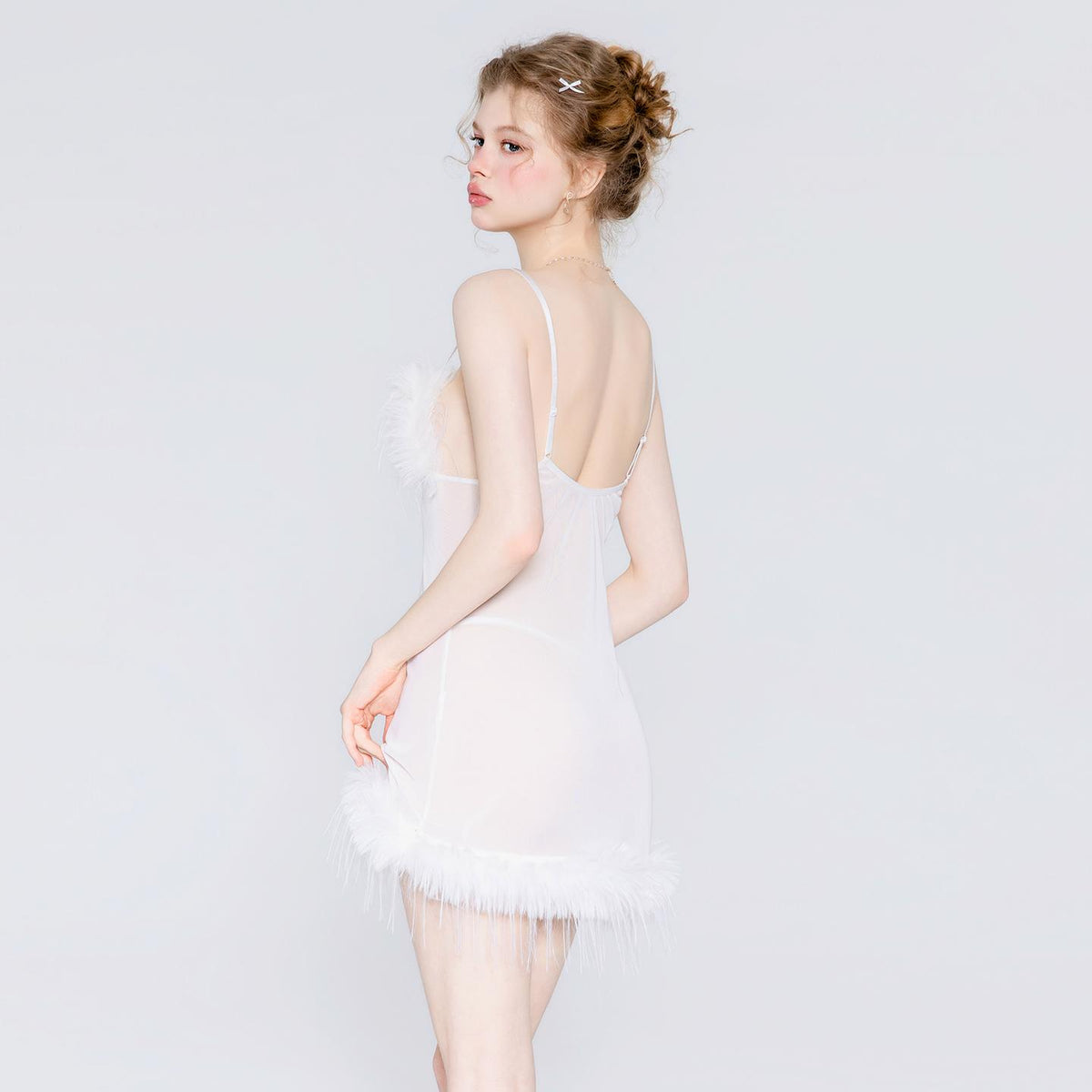 White lace babydoll nightgown front view