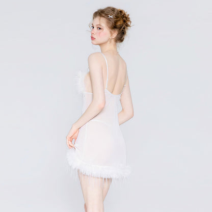 White lace babydoll nightgown front view