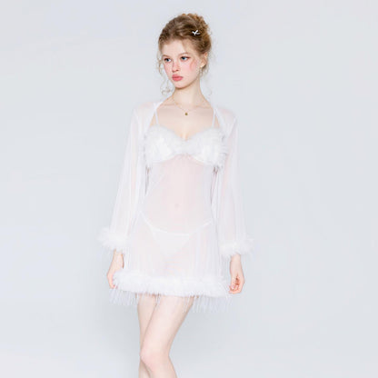White lace babydoll nightgown detail