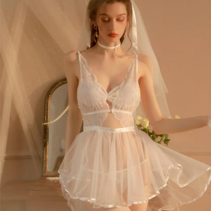 Roleplay babydoll lingerie in sheer mesh