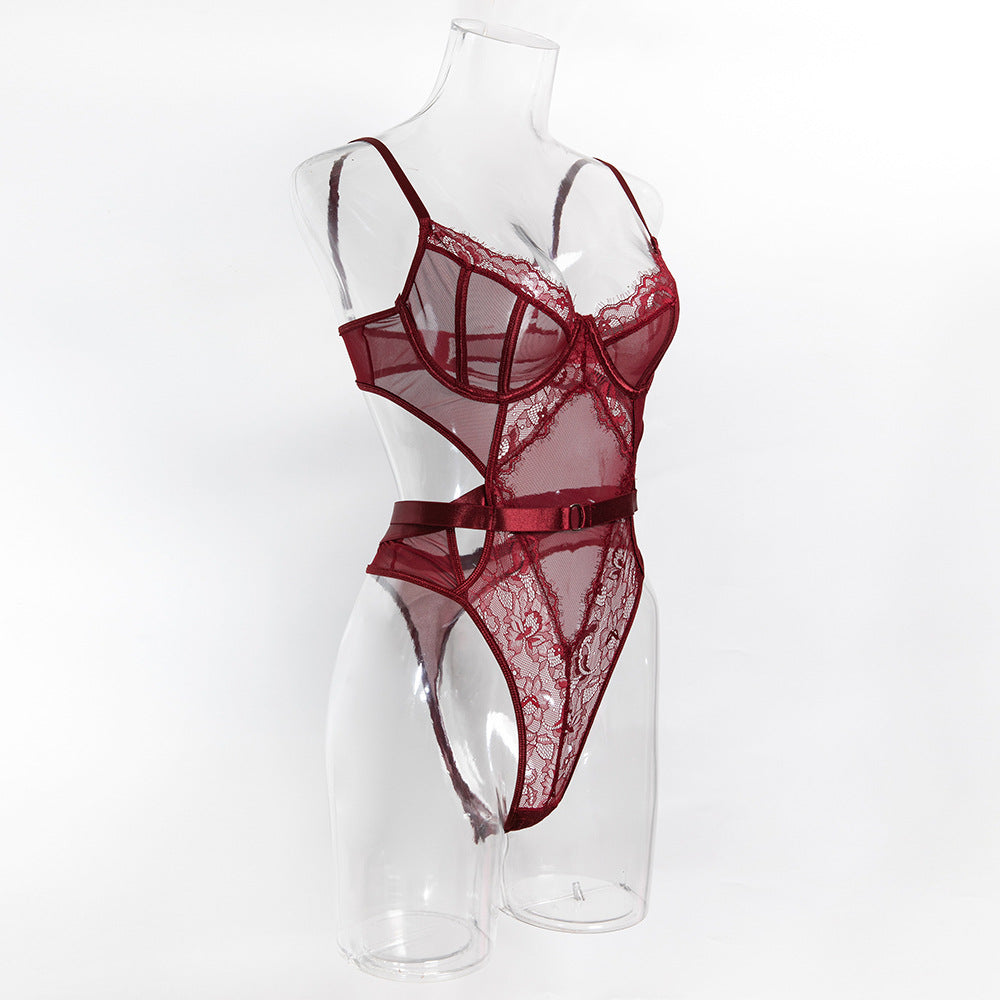 Isabella | Lace Cut-out Bodysuit with Matching Gloves | HuesLife
