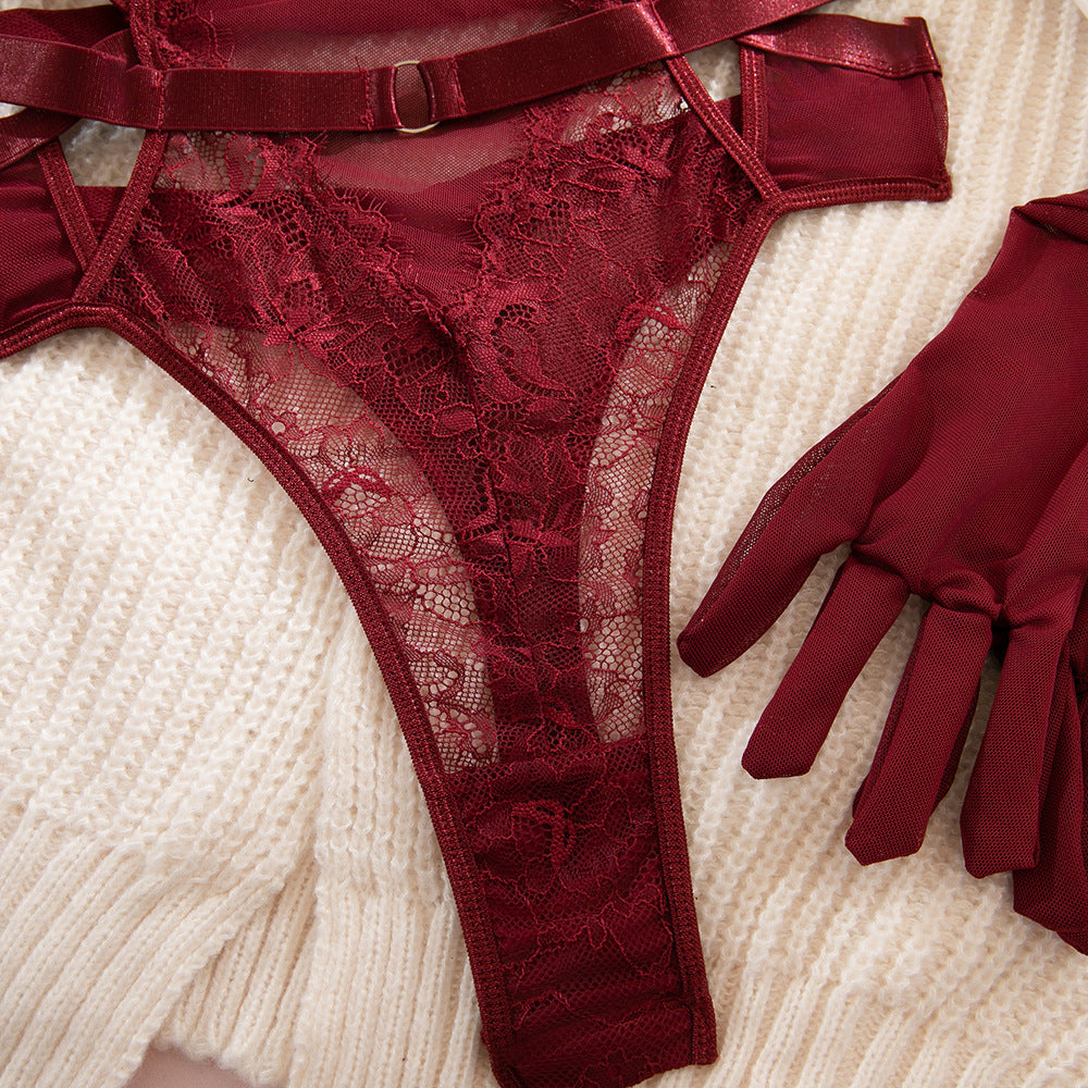 Isabella | Lace Cut-out Bodysuit with Matching Gloves | HuesLife