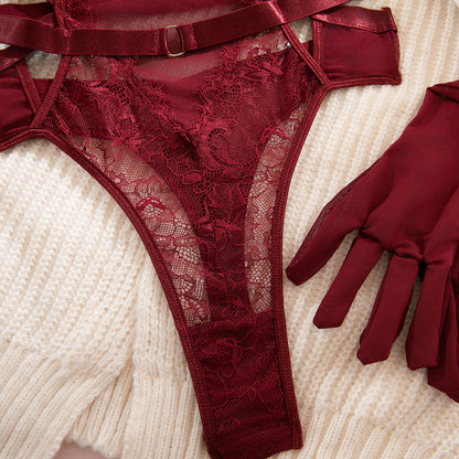 Isabella | Lace Cut-out Bodysuit with Matching Gloves | HuesLife